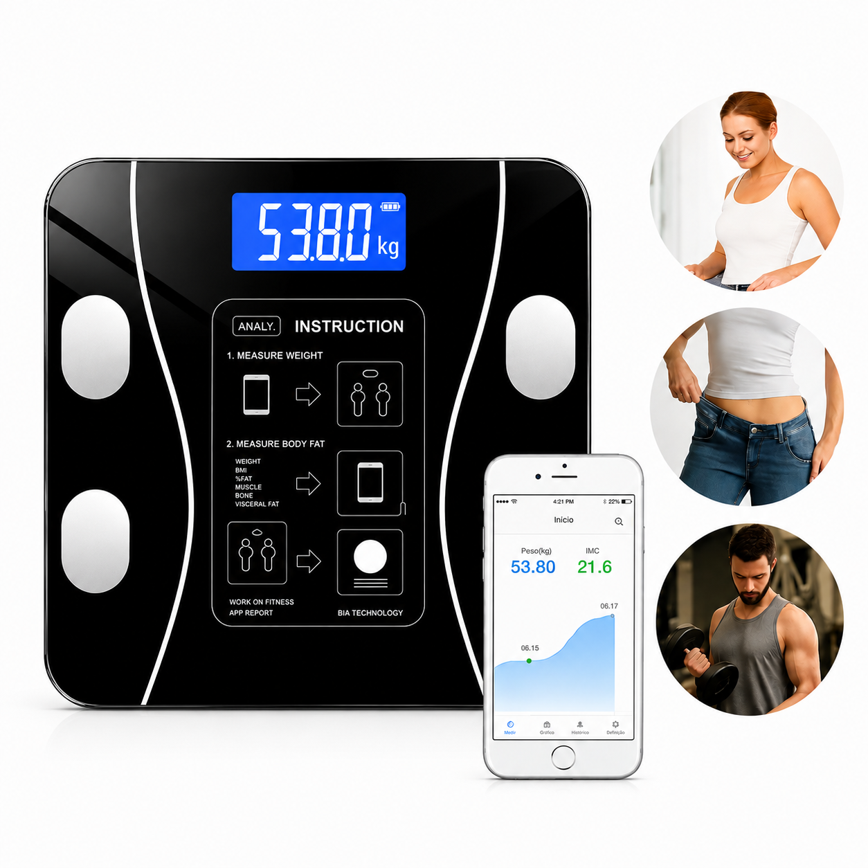 BodyScan Pro™- Balança  Bluetooth de Bioimpedância