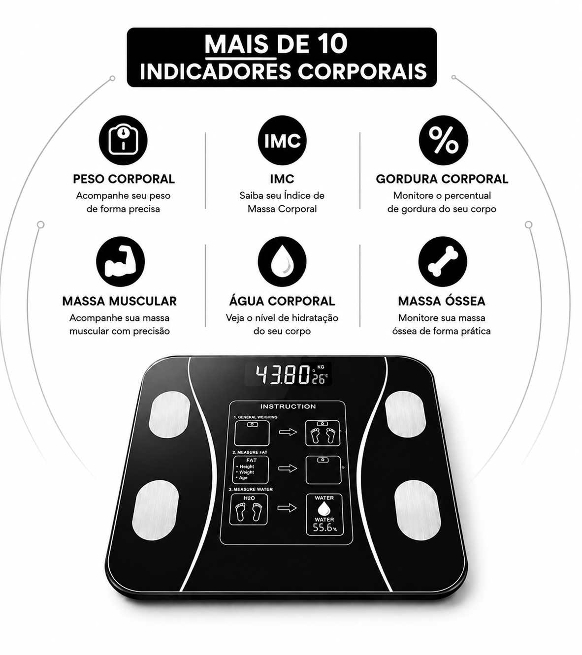 BodyScan Pro™- Balança  Bluetooth de Bioimpedância
